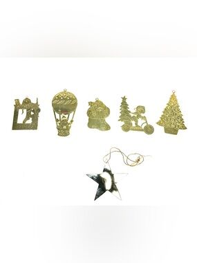 Vintage Brass Gloria Duchin Ornaments set of 5